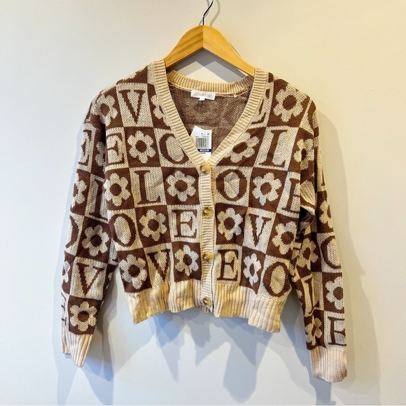 Ultra Flirt “Love” Brown Cardigan - Picture 2 of 5